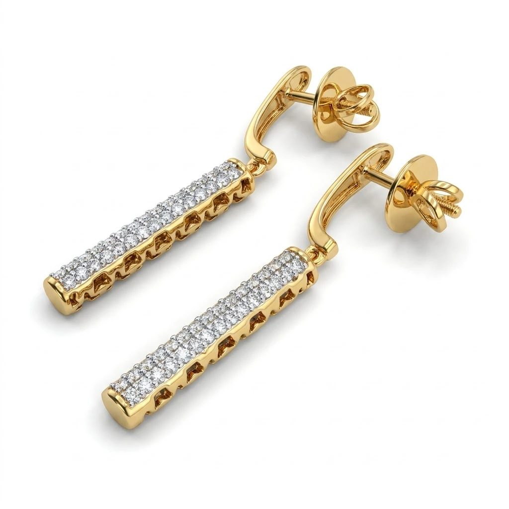 Round Lab Grown Diamond Drop Earrings | Yellow Gold | IGI Certified view 4