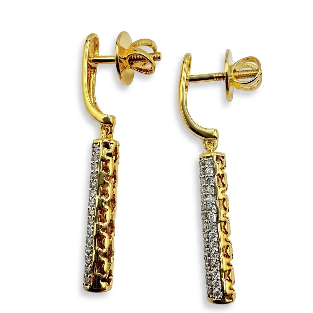 Round Lab Grown Diamond Drop Earrings | Yellow Gold | IGI Certified view 6