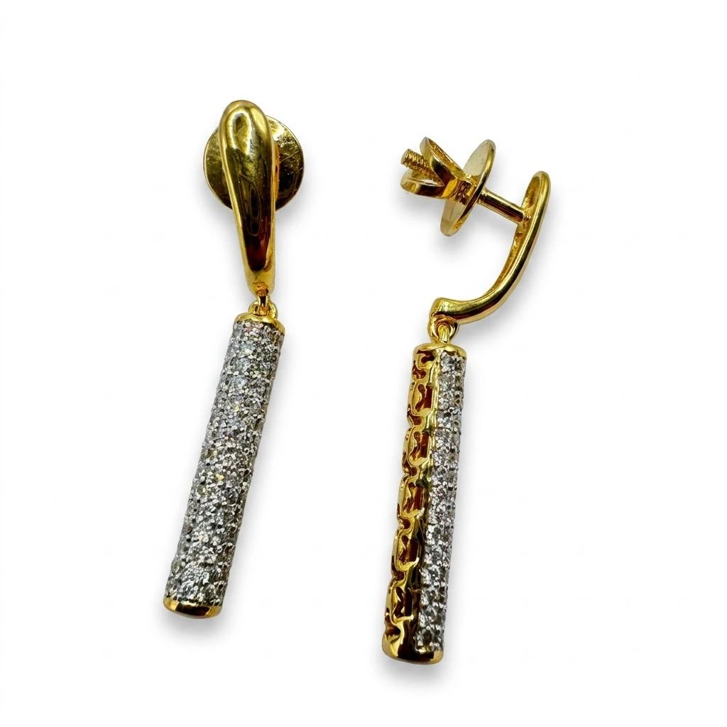 Round Lab Grown Diamond Drop Earrings | Yellow Gold | IGI Certified view 7