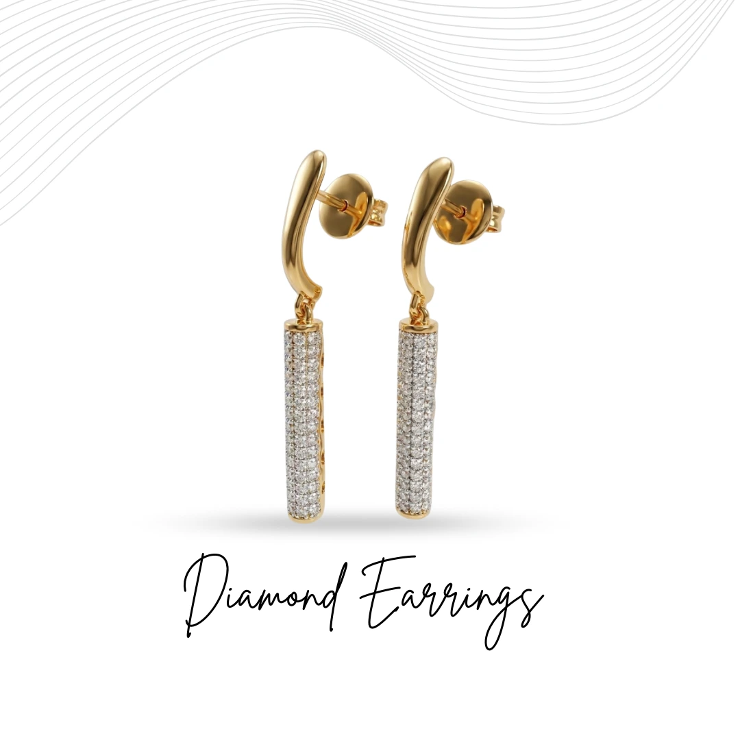Round Lab Grown Diamond Drop Earrings | Yellow Gold | IGI Certified