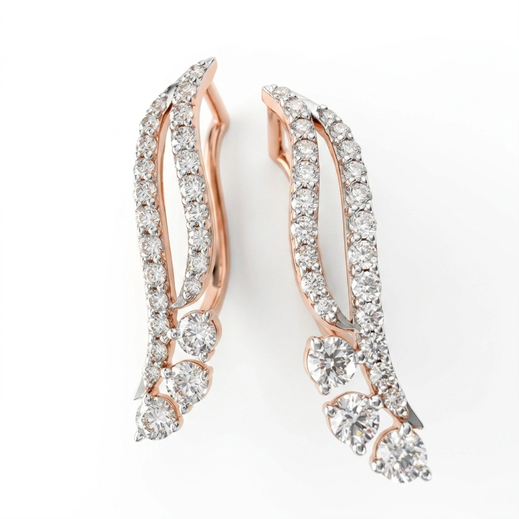 Round Lab Grown Diamond Earrings | 0.90 CT | Rose Gold view 3