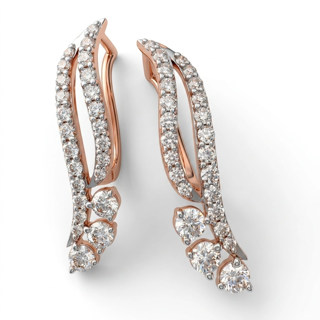 Round Lab Grown Diamond Earrings | 0.90 CT | Rose Gold view 4