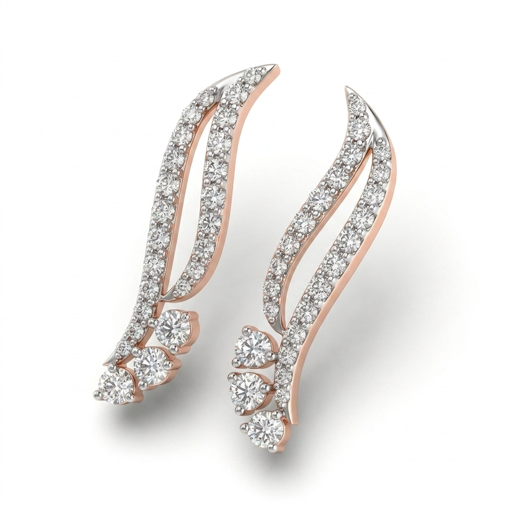 Round Lab Grown Diamond Earrings | 0.90 CT | Rose Gold view 5