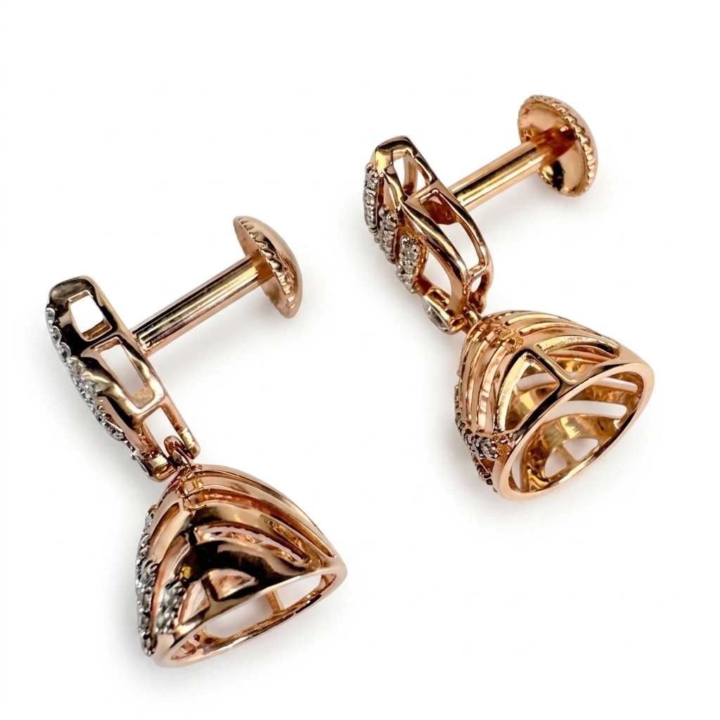 Round Lab Grown Diamond Earrings | Rose Gold view 4