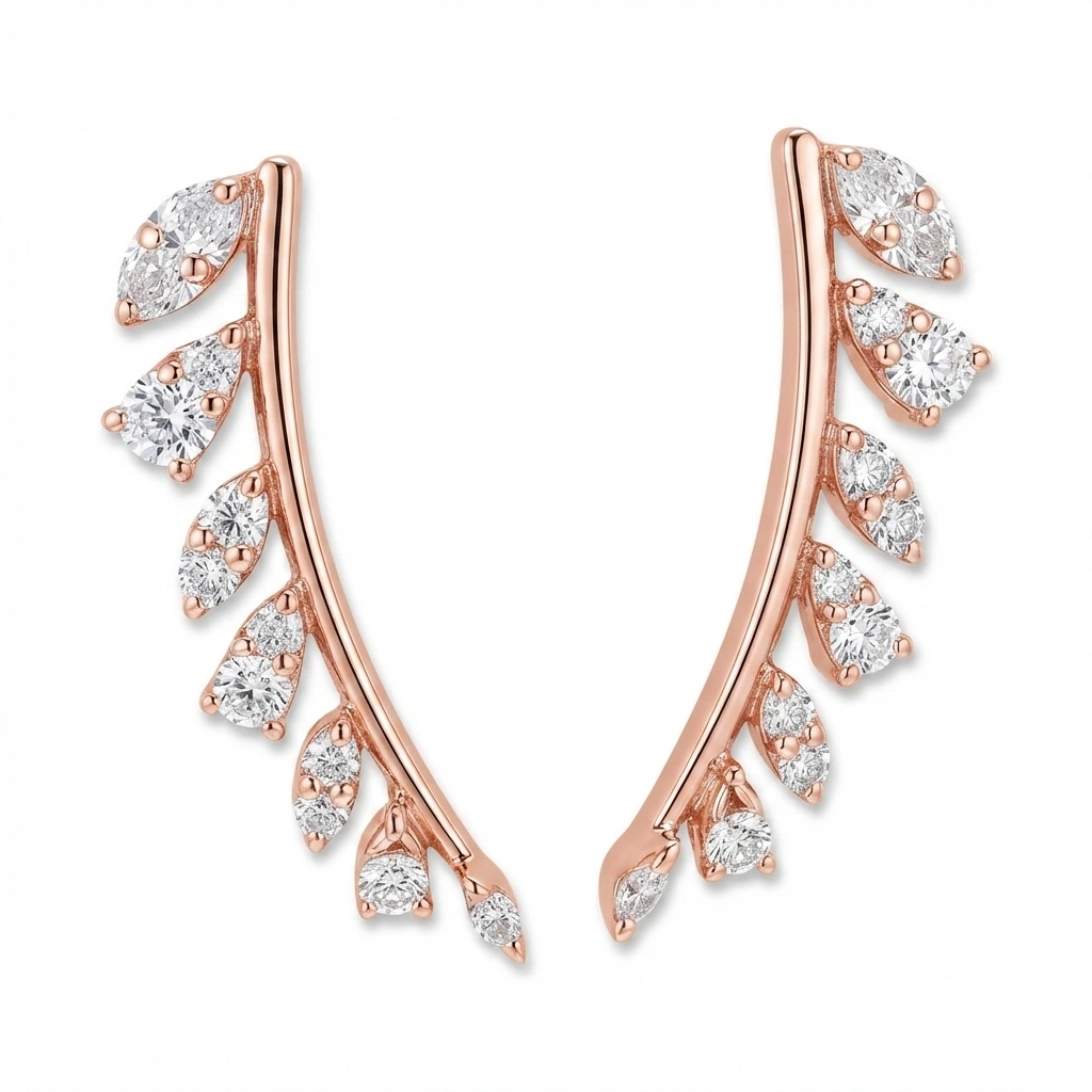 Round Lab Grown Diamond Earrings in Rose Gold | 0.34 CT view 3