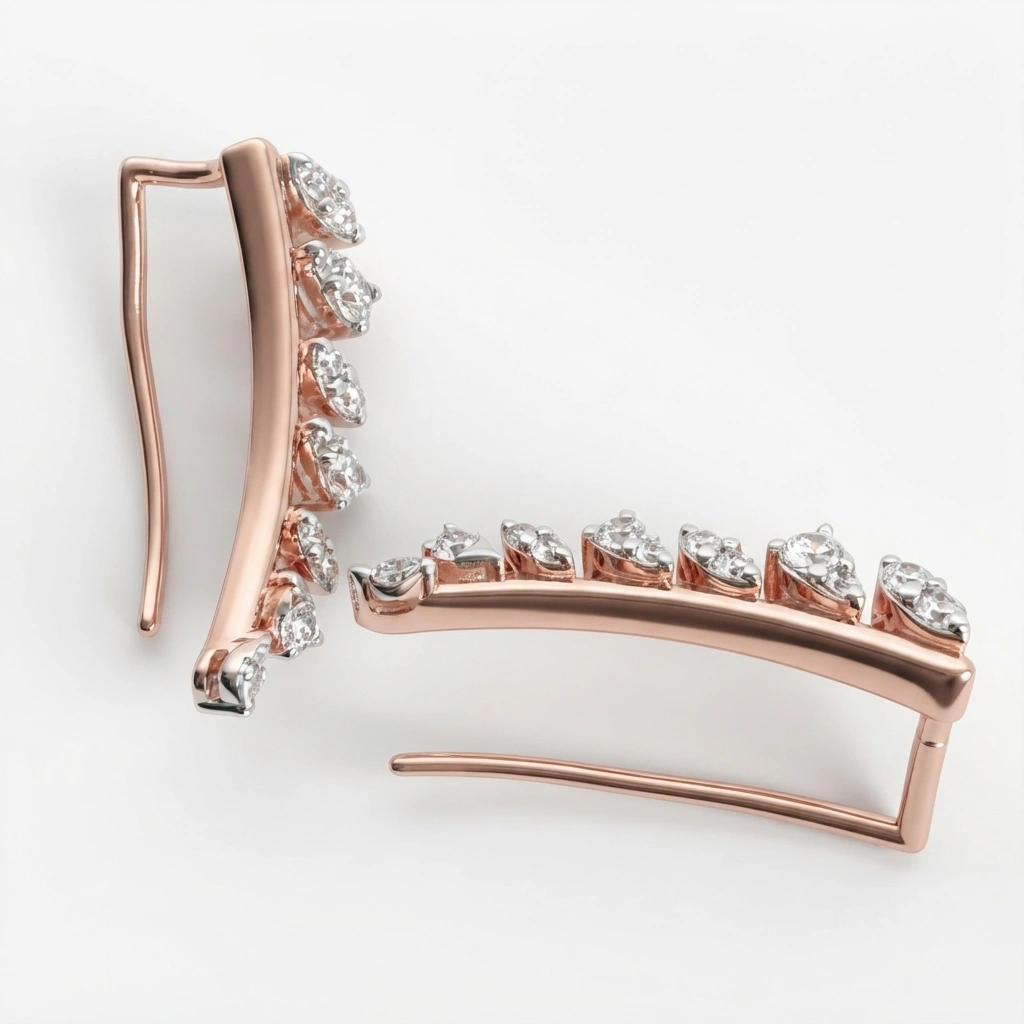 Round Lab Grown Diamond Earrings in Rose Gold | 0.34 CT view 5