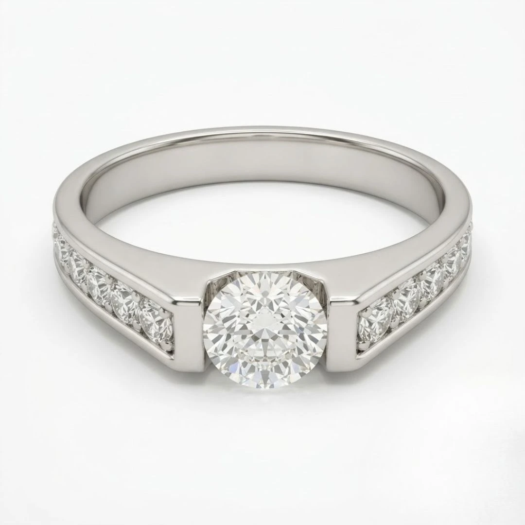 Round Lab Grown Diamond Ring | White Gold | IGI Certified view 3