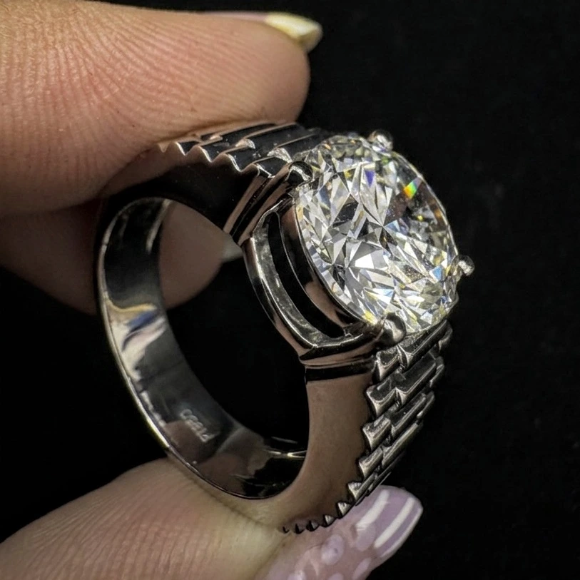 Round Lab Grown Diamond Ring for Men | PT950 Platinum | IGI Certified view 7