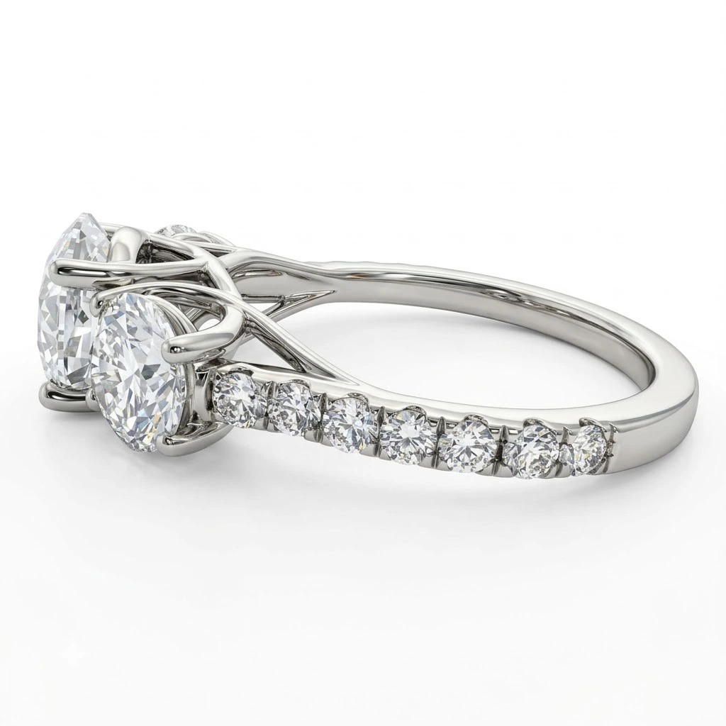 Round Lab Grown Diamond Ring with Pavé Shank | PT950 Platinum | IGI Certified view 3