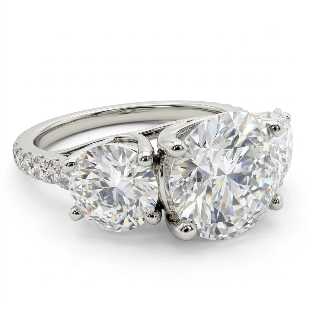 Round Lab Grown Diamond Ring with Pavé Shank | PT950 Platinum | IGI Certified view 5