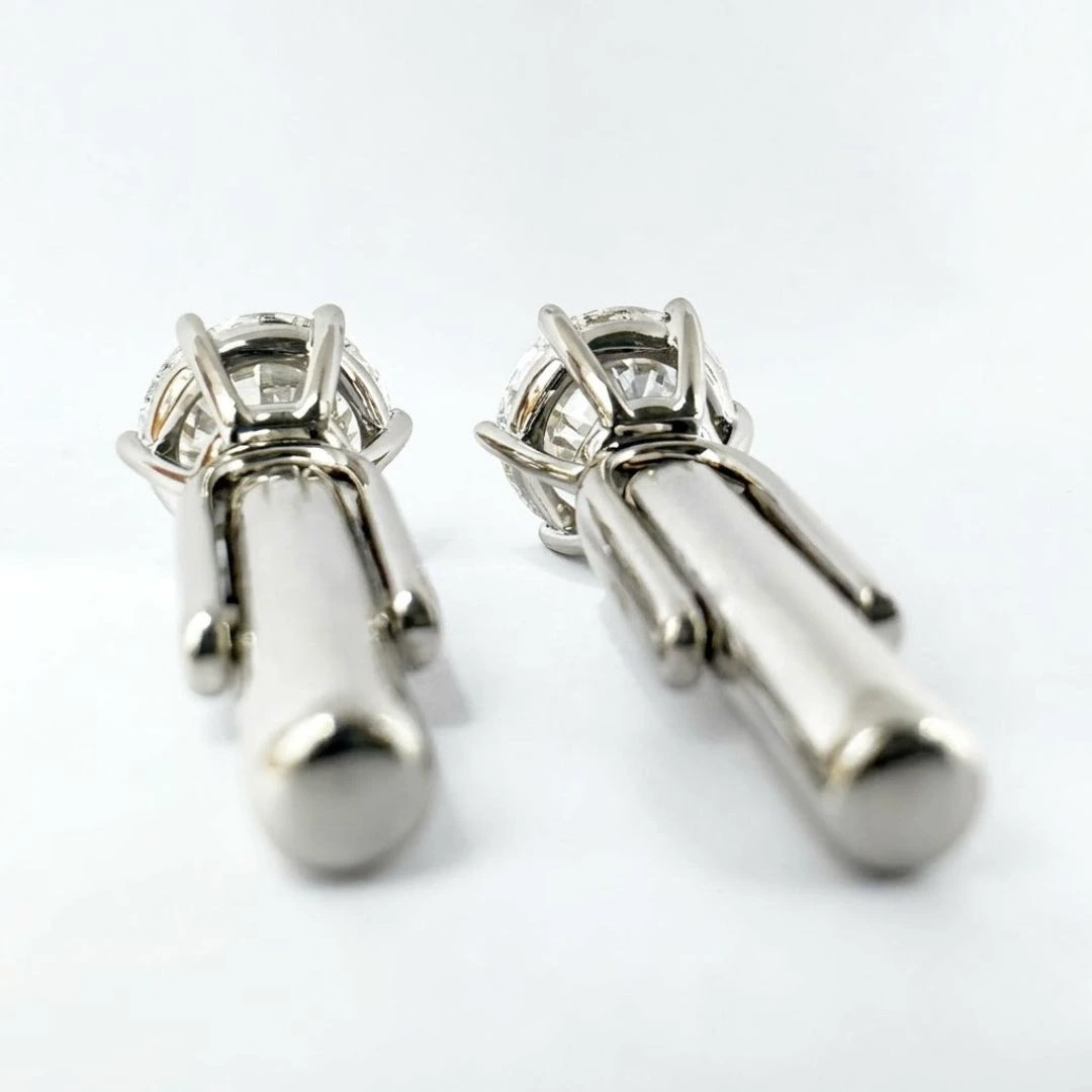 Round Lab Grown Diamond Solitaire Men's Cufflinks | PT950 Platinum | IGI Certified view 4