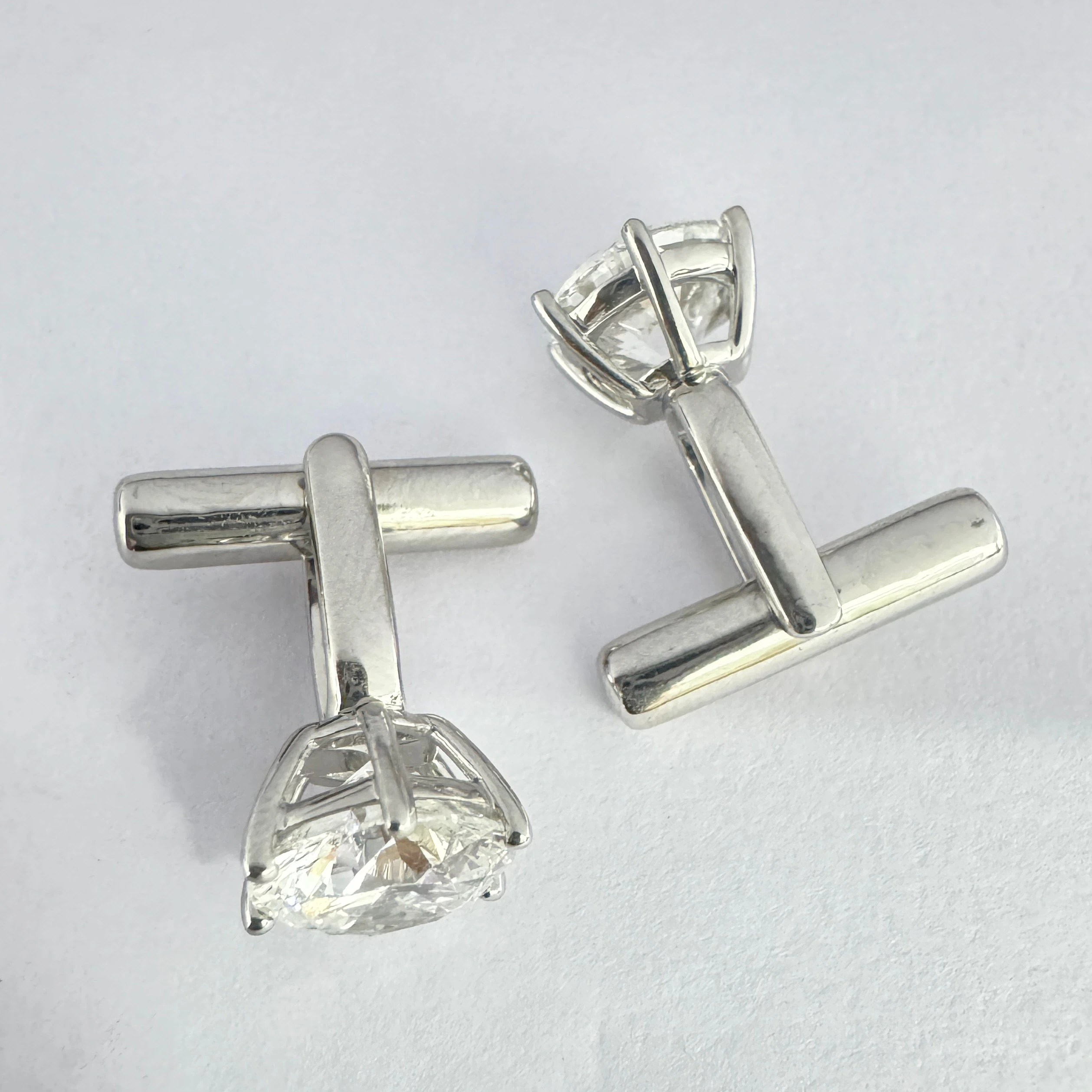 Round Lab Grown Diamond Solitaire Men's Cufflinks | PT950 Platinum | IGI Certified view 5