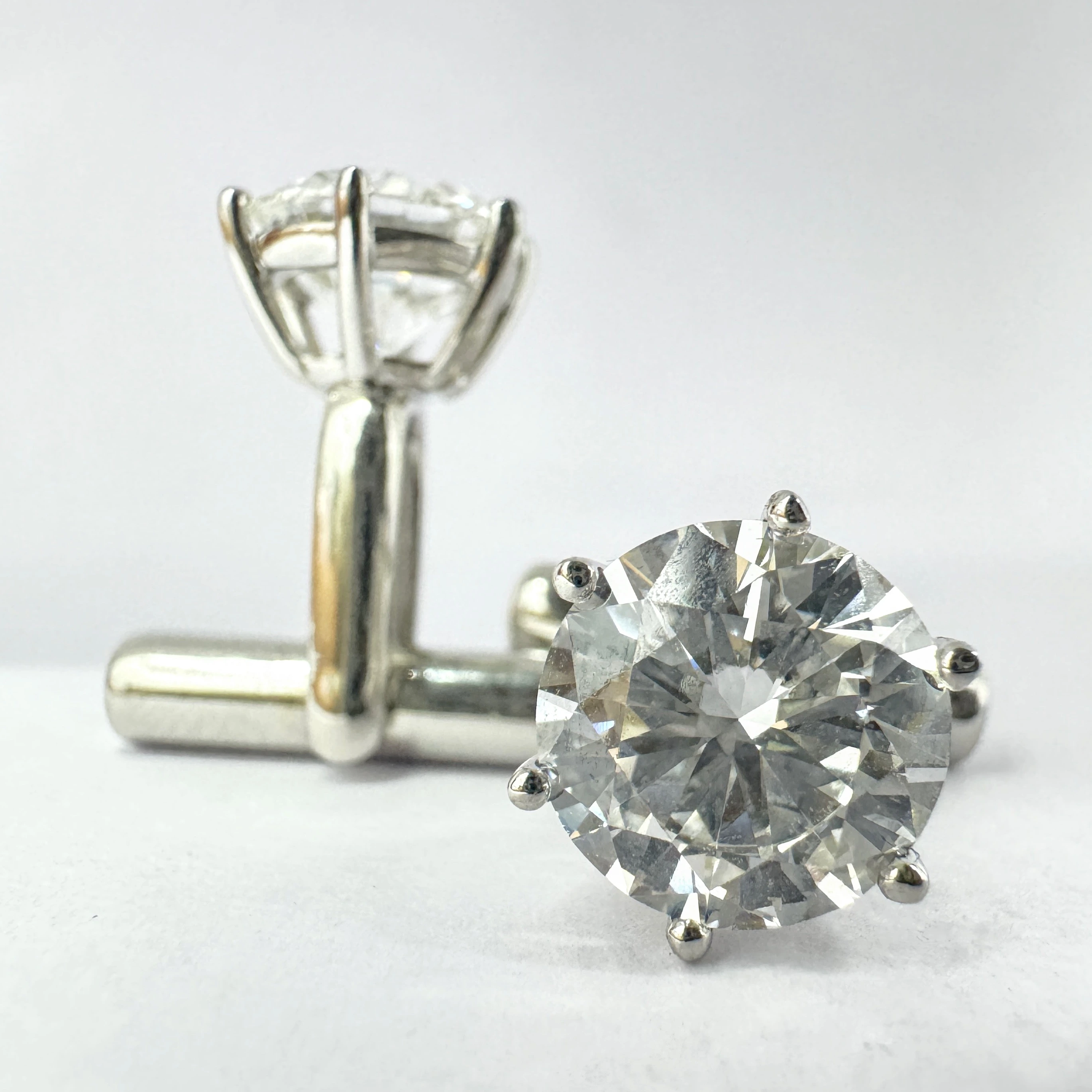 Round Lab Grown Diamond Solitaire Men's Cufflinks | PT950 Platinum | IGI Certified view 6