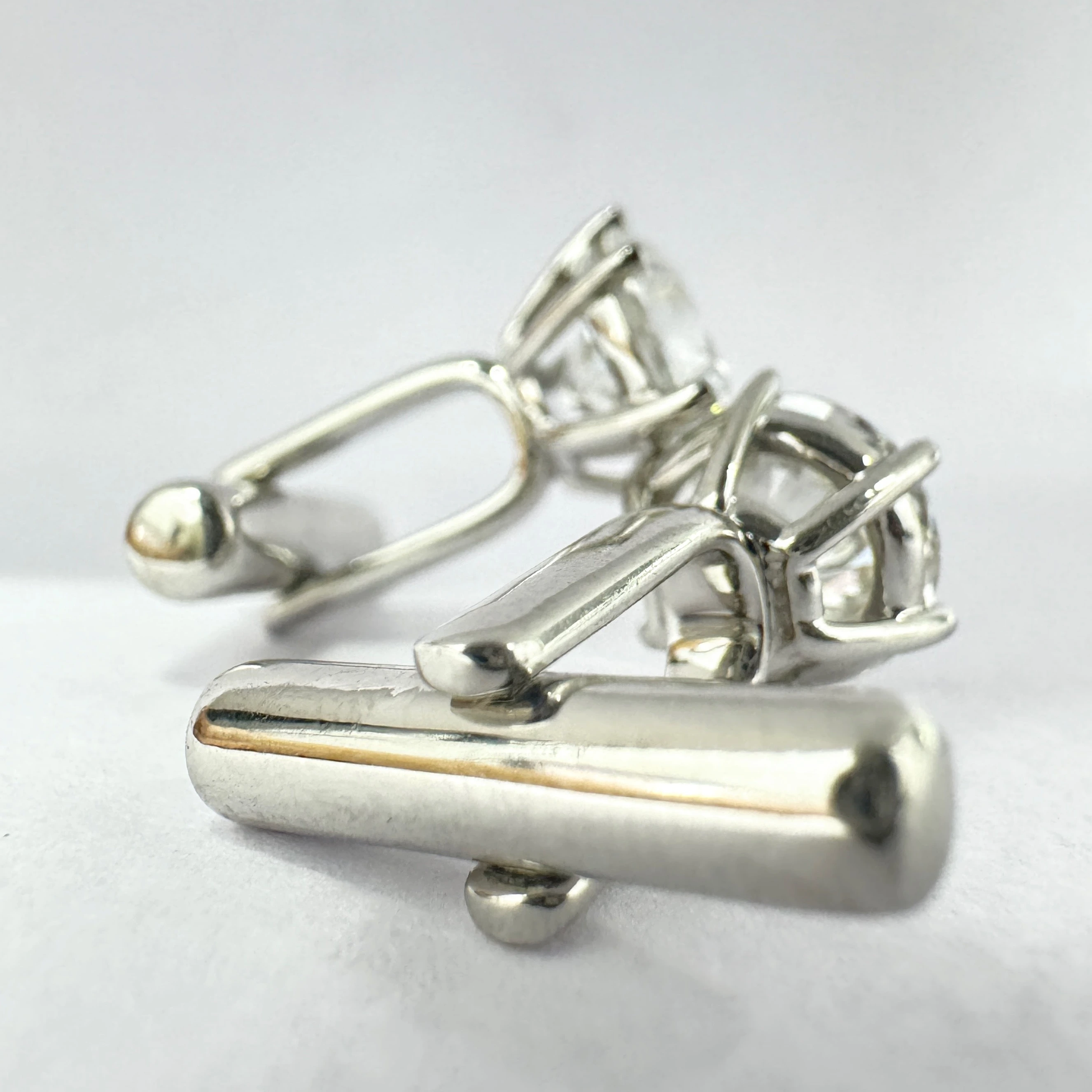 Round Lab Grown Diamond Solitaire Men's Cufflinks | PT950 Platinum | IGI Certified view 7