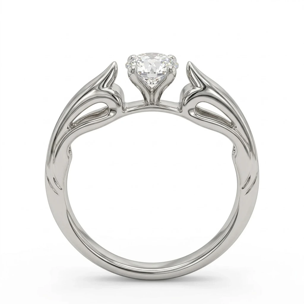 Round Lab Grown Diamond Solitaire Ring | White Gold | IGI Certified view 3