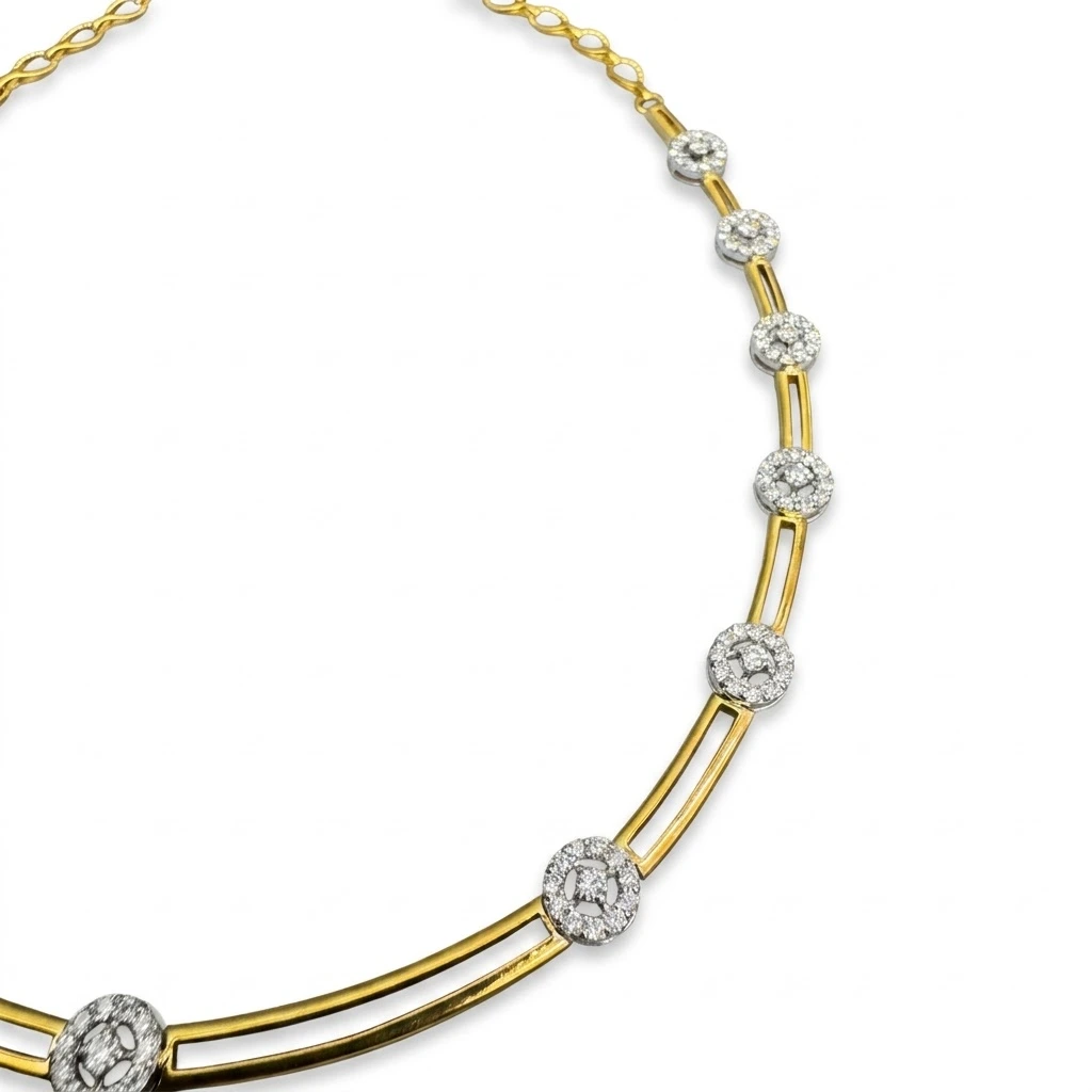 Round Lab Grown Diamond Station Choker Necklace view 3