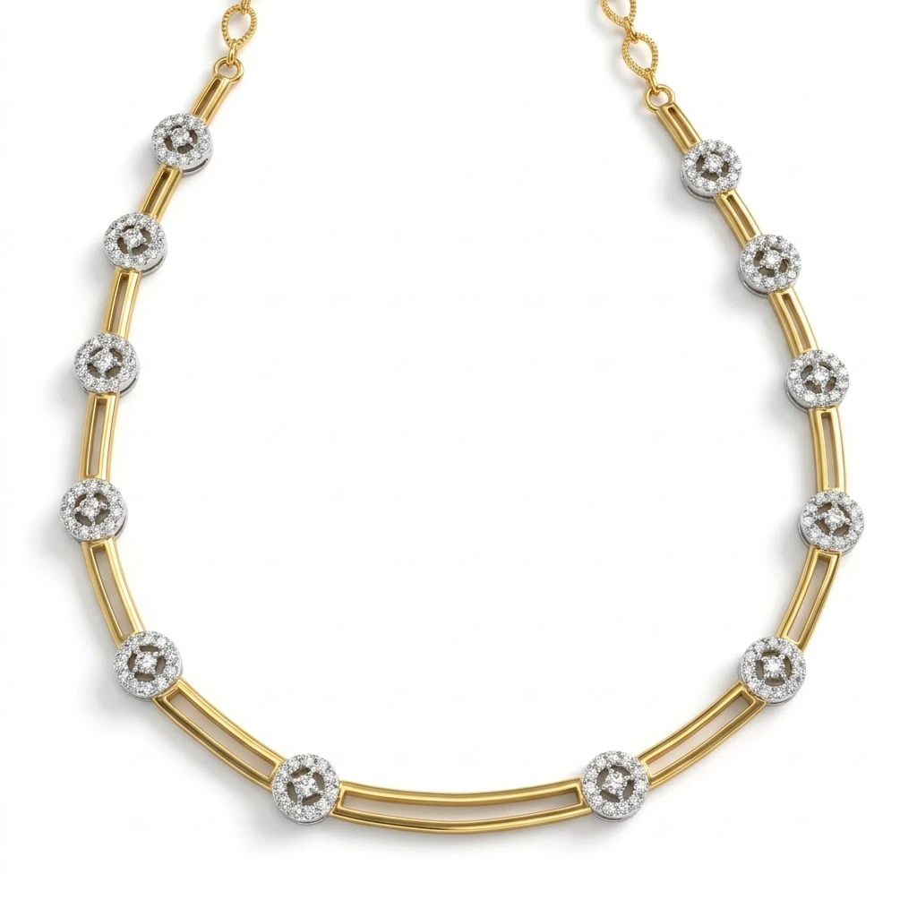 Round Lab Grown Diamond Station Choker Necklace view 4