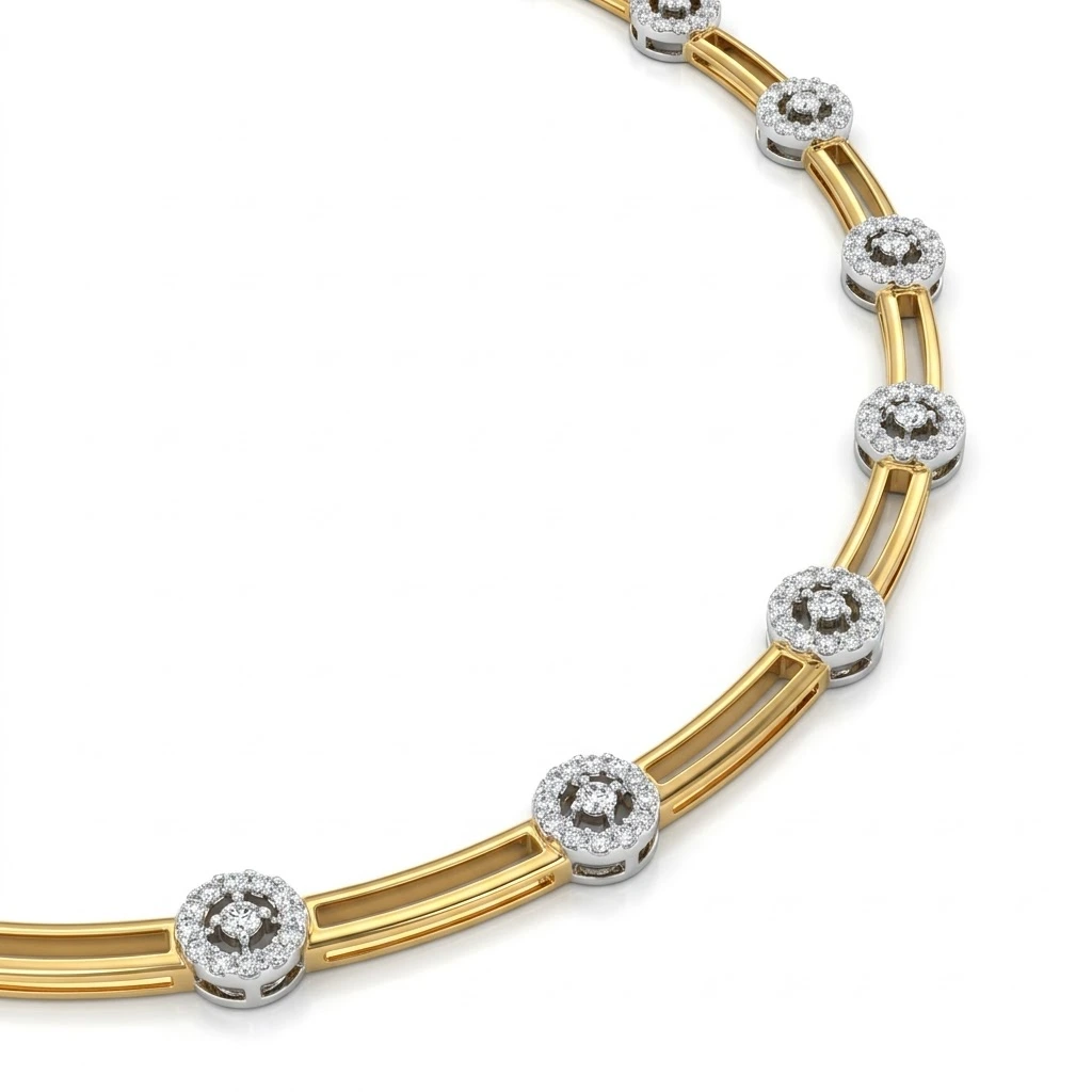 Round Lab Grown Diamond Station Choker Necklace view 5