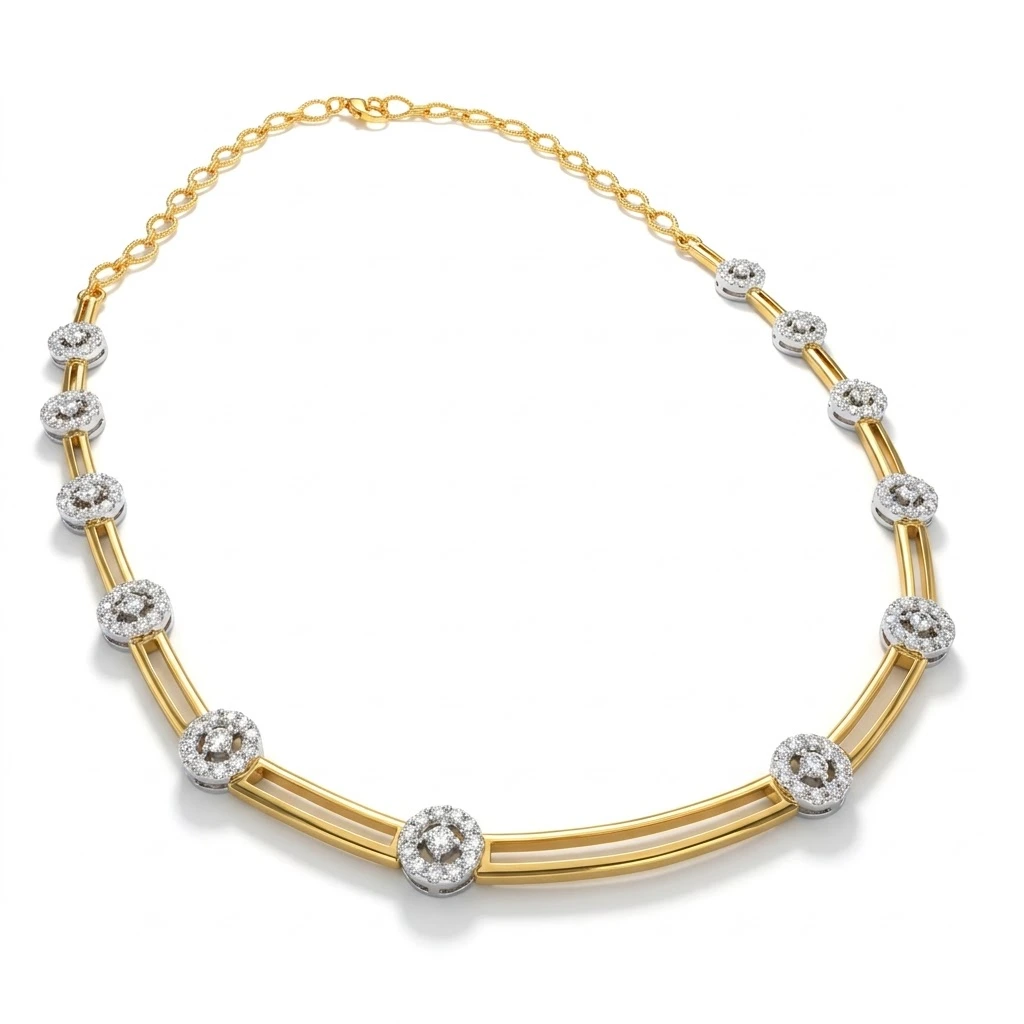 Round Lab Grown Diamond Station Choker Necklace view 6