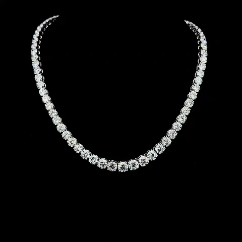 Round Lab Grown Diamond Tennis Necklace in PT950 Platinum view 4