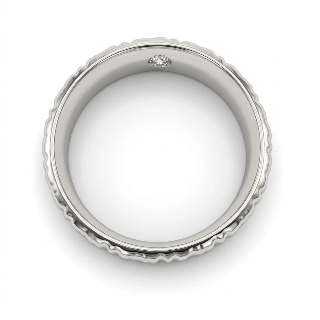 Round Lab Grown Diamond Textured Band Ring | PT950 Platinum | IGI Certified view 6