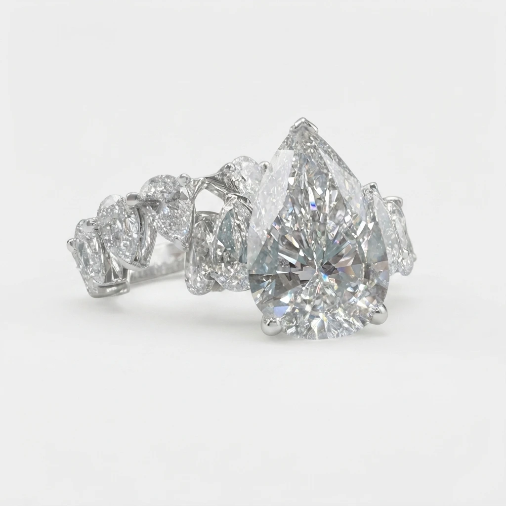 Teardrop Solitaire Ring – Pear Cut Lab Grown Diamond view 3