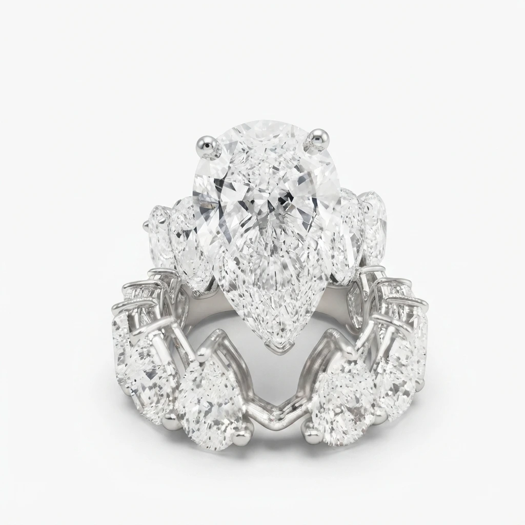 Teardrop Solitaire Ring – Pear Cut Lab Grown Diamond view 5