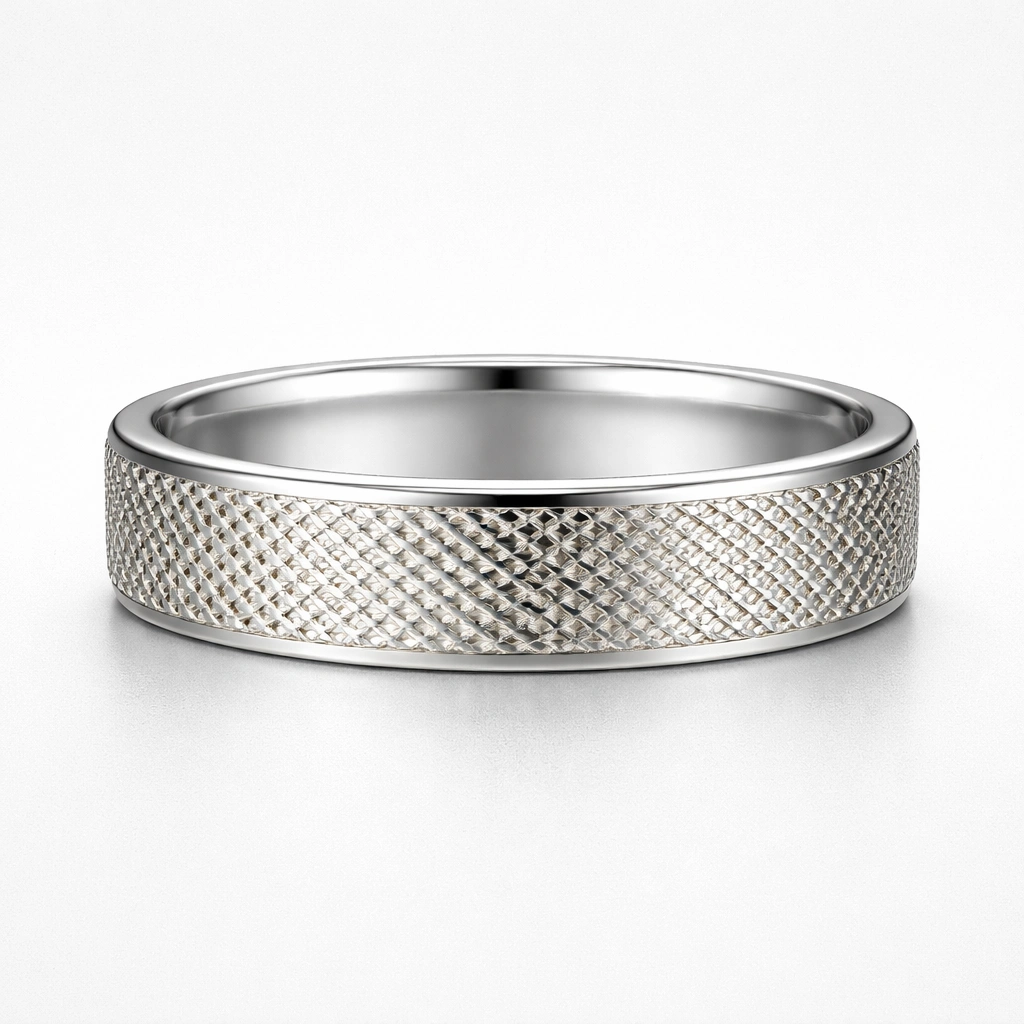 Textured Platinum Knurled Men's Wedding Band