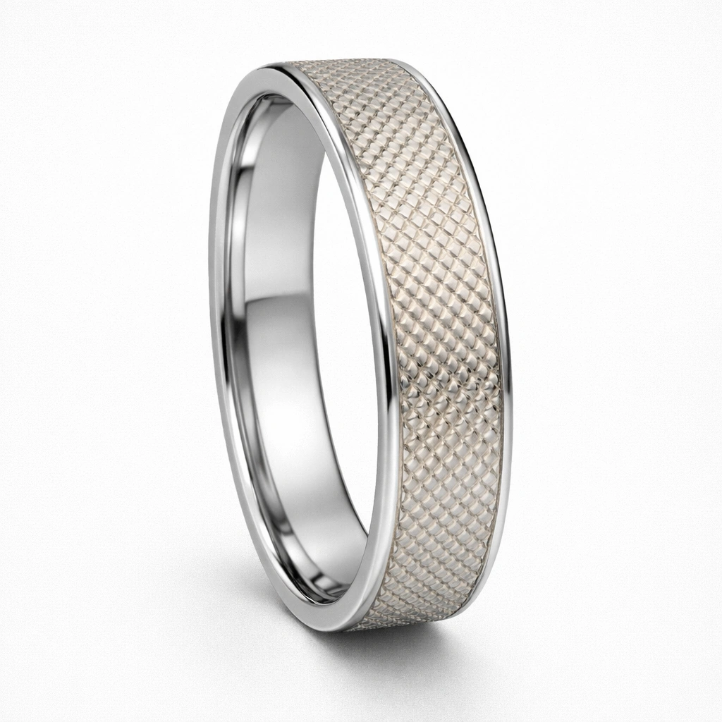 Textured Platinum Knurled Men's Wedding Band view 3