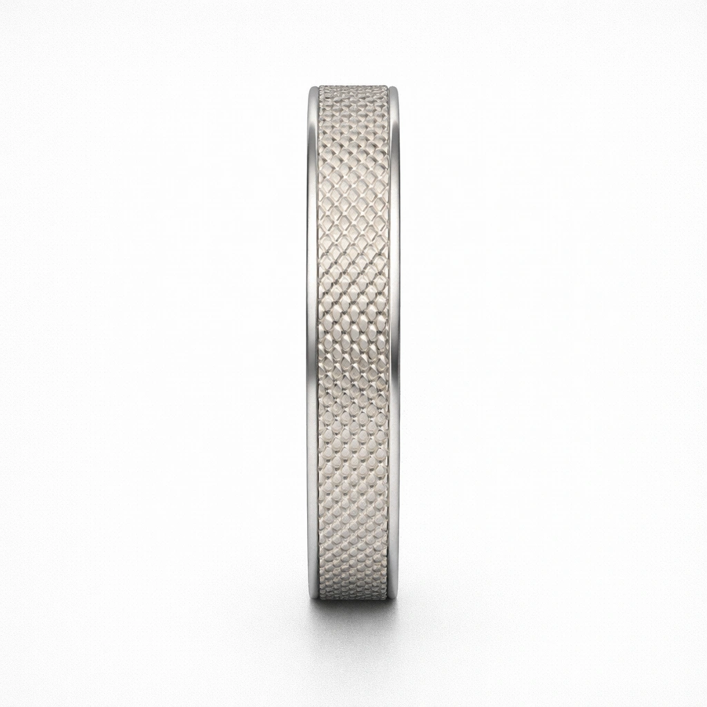 Textured Platinum Knurled Men's Wedding Band view 5
