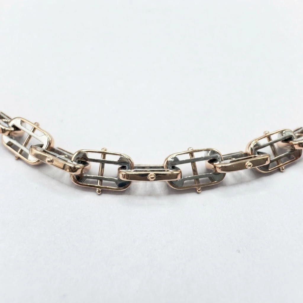 Two-Tone Chain Necklace | PT950 Platinum & 18K Rose Gold view 3
