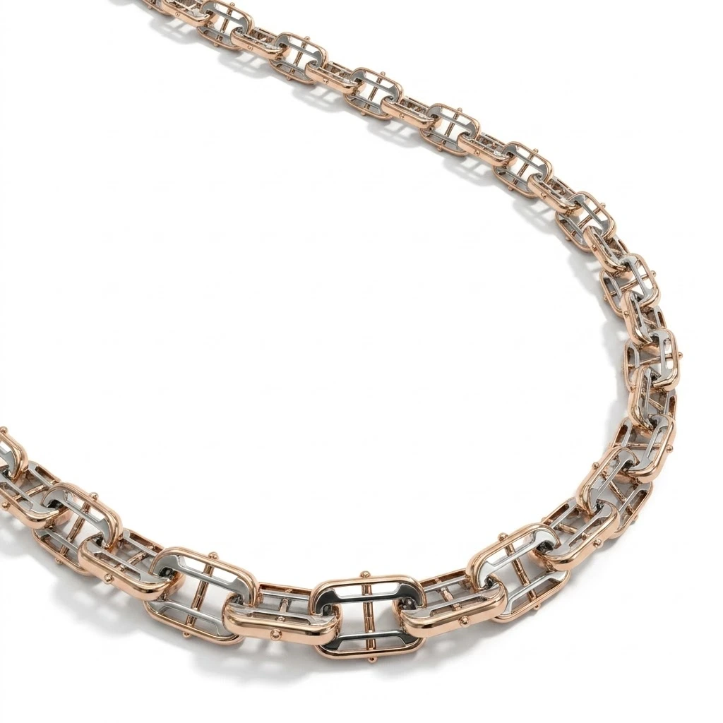 Two-Tone Chain Necklace | PT950 Platinum & 18K Rose Gold view 4