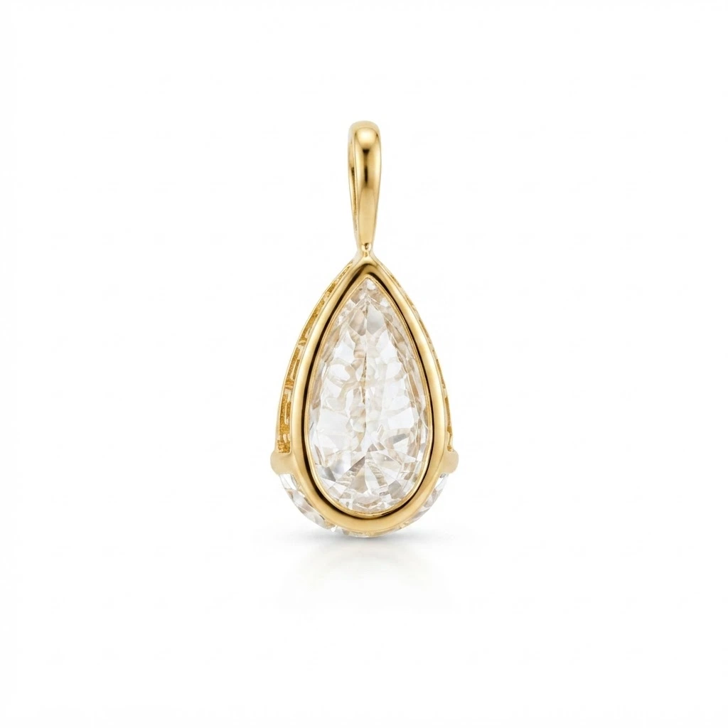 Yellow Gold Pear Cut Diamond Pendant | 4 CT Fine Jewelry view 6