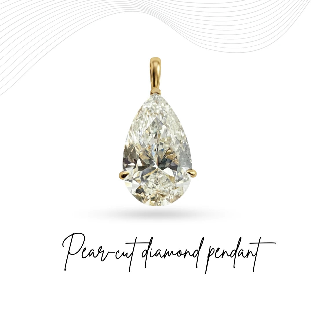 Yellow Gold Pear Cut Diamond Pendant | 4 CT Fine Jewelry