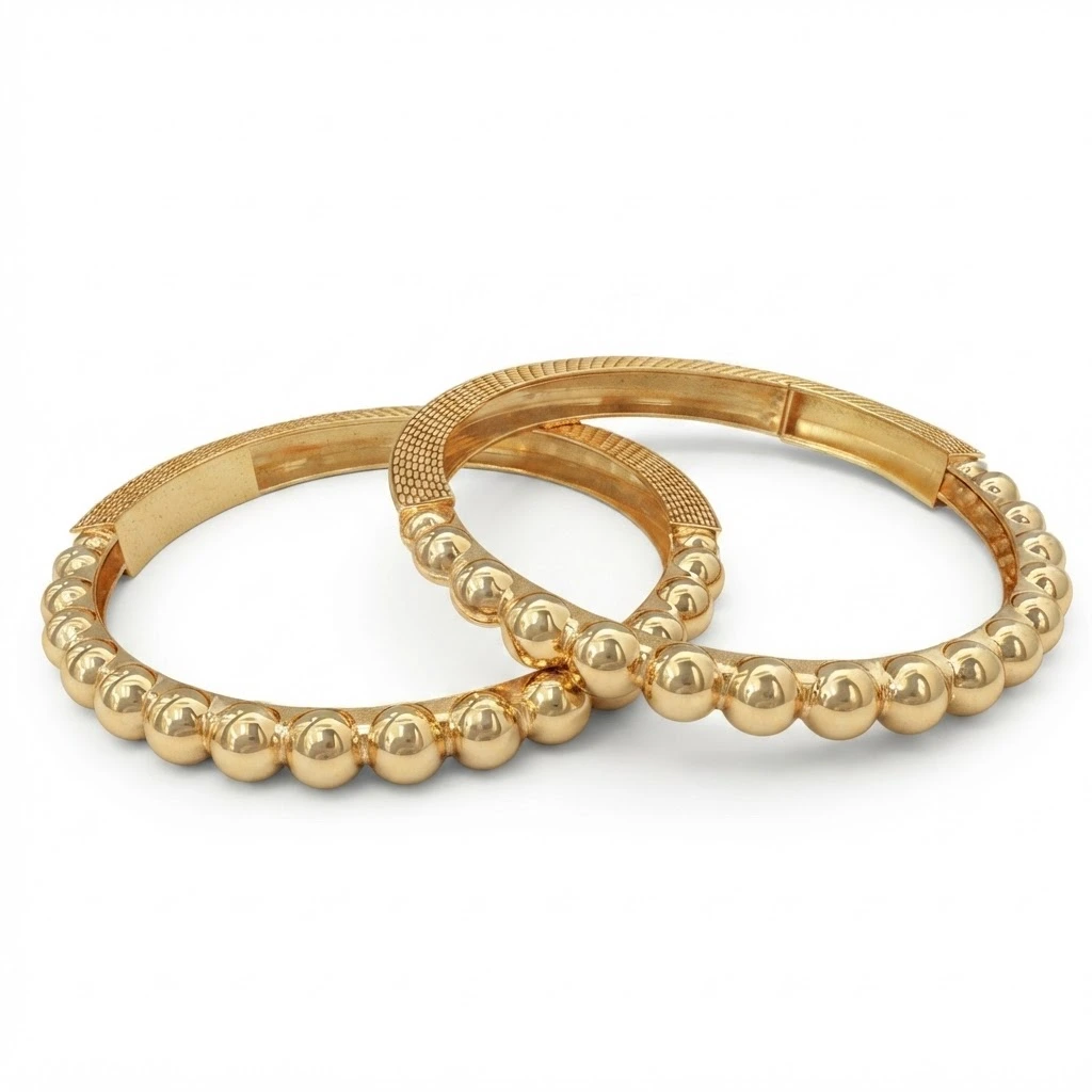 Yellow Gold Textured Bangle | Elegant Fine Jewelry view 4