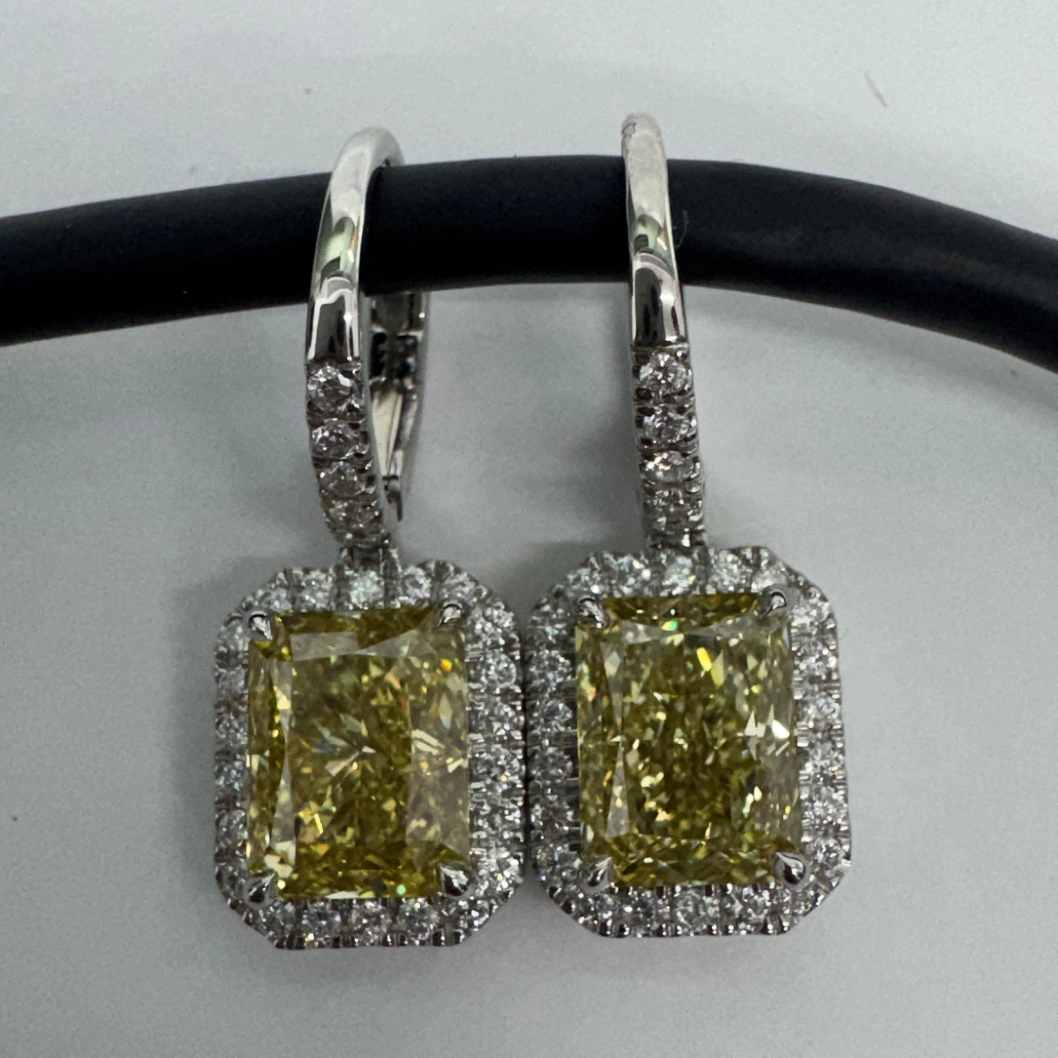 Yellow Lab Grown Diamond Halo Earrings | IGI Certified view 5